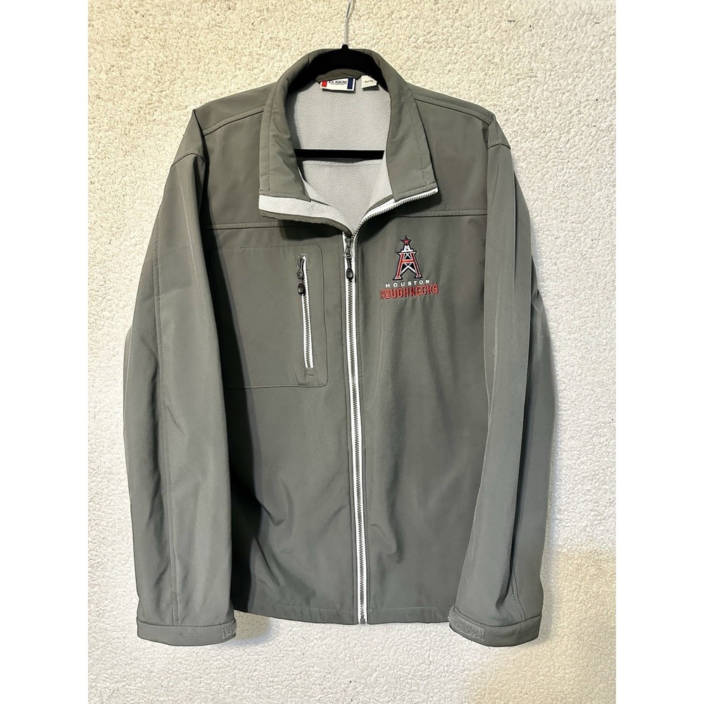 Mens Sz‎ XL/TG Houston Roughneck Gray Full Zip Jacket Windbreaker CLIQUE
